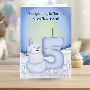 Pflegekind 5. Geburtstag Schneemann Schnee Karte