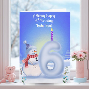 Pflegekind 6. Geburtstag Schneemann Schnee Karte