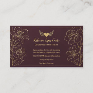 Pflegekraft Elegante Florale professionelle Dienst Visitenkarte
