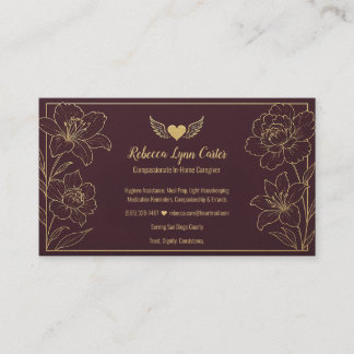 Pflegekraft Elegante Florale professionelle Dienst Visitenkarte