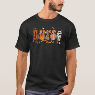 Pflegekraft Thanksgiving Day Stethoskop Herbst Kra T-Shirt
