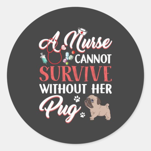 Pflegeleben | Ein Krankenleben mit Mops Runder Aufkleber (Vorderseite)