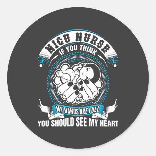 Pflegeleben | Nicu Nurse Meine Hand ist voll Runder Aufkleber (Vorderseite)