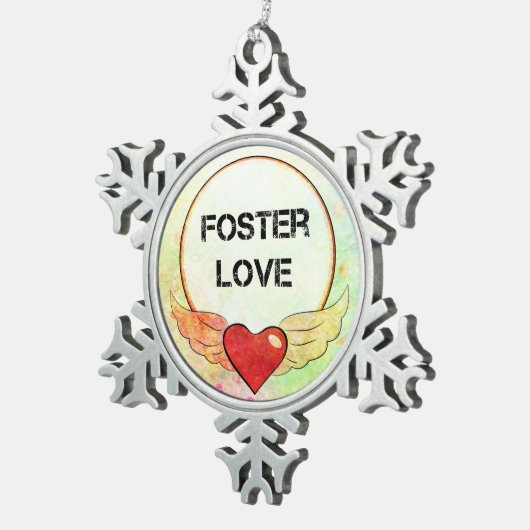 PflegeLiebewatercolor-Herz Schneeflocken Zinn-Ornament (Rechts)