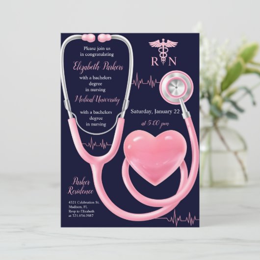 Pflegende Absolventin lizenzierte Berufstätigkeit Einladung (Stehend Vorderseite)