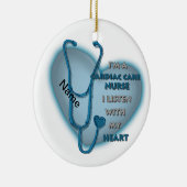 Pflegepersonal für blaues Herz Keramik Ornament (Rechts)