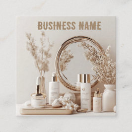 Pflegeprodukte mit Blumenakzenten Quadratische Visitenkarte
