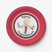 Pflegeprogramm Abschluss Funny Cartoon Rot Schwarz Pappteller (Vorderseite)