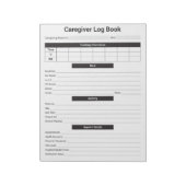 Pflegeprotokoll, Betreuung, alternde Eltern Notepa Notizblock (Rotiert)