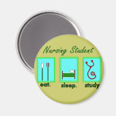 Pflegestudentin isst Schlafstudium Magnet (Vorderseite/Rückseite)