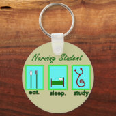 Pflegestudentin isst Schlafstudium Schlüsselanhänger (Vorderseite)
