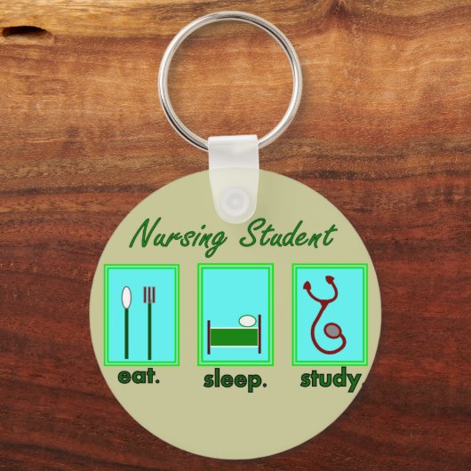 Pflegestudentin isst Schlafstudium Schlüsselanhänger (Vorderseite)