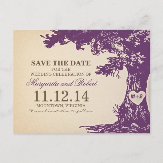 Pflücke, alte Eiche Save the Date Postkarten (Vorderseite)