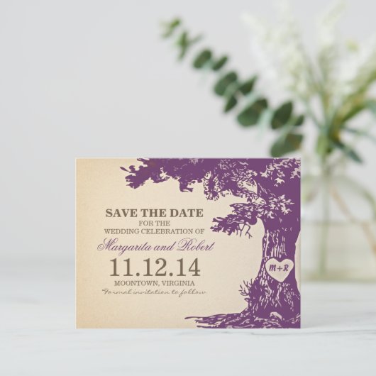 Pflücke, alte Eiche Save the Date Postkarten (Stehend Vorderseite)