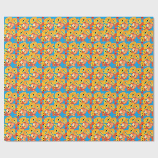 Pflücke große Blume Rot-Orange Geschenkpapier (Flach)