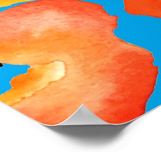 Pflücke große Blume Rot-Orange Poster (Ecke)