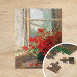 Pflücke im Fenster | Olga Wisinger-Florian Puzzle<br><div class="desc">Ein Bouquet von Pflücken durch das Fenster | Original-Kunstwerk der österreichischen impressionistischen Malerin Olga Wisinger-Florian (1844-1926). Die Künstlerin ist für ihre vielen Landschaften und Blumenbilder bekannt. Dieses Stück zeigt eine Vase von schönen, leuchtend roten Pappeln, die in der Nähe eines sonnigen Fensters aufgestellt sind. Verwenden Sie die Entwurfstools, um einen...</div>