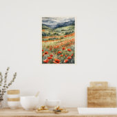 Pflücke in der Natur im Feld Wasserfarbe Poster (Küche)