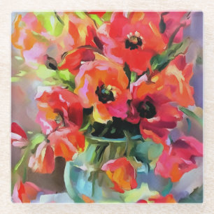 Pflücke in einer Glasvase Glasuntersetzer