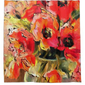 Pflücke in einer Glasvase Schwarzer Kontur Kunst Duschvorhang (Vorderseite)