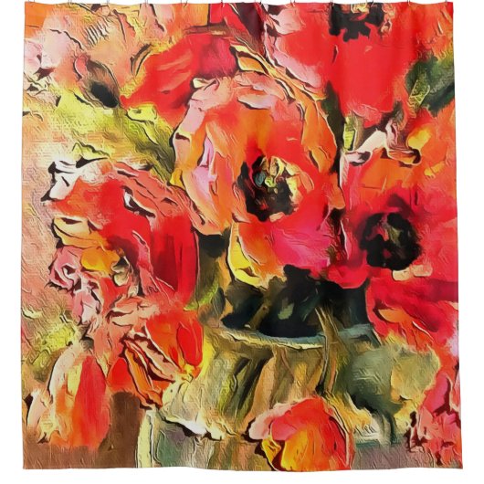 Pflücke in einer Glasvase Schwarzer Kontur Kunst Duschvorhang (Vorderseite)