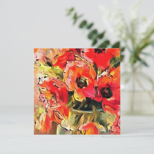 Pflücke in einer Glasvase Schwarzer Kontur Kunst Einladung (Stehend Vorderseite)