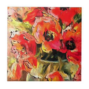 Pflücke in einer Glasvase Schwarzer Kontur Kunst Fliese