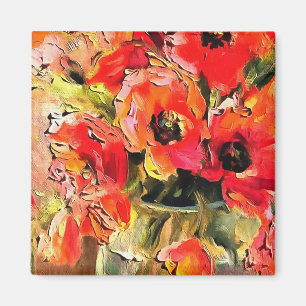 Pflücke in einer Glasvase Schwarzer Kontur Kunst Magnet