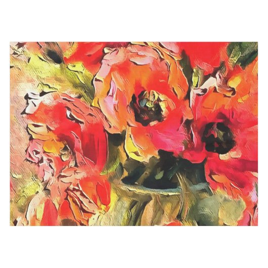 Pflücke in einer Glasvase Schwarzer Kontur Kunst Tischdecke (Vorderseite (Horizontal))