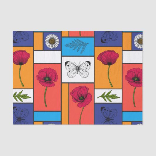 Pflücke in farbigen Schachteln Seidenpapier (Vorderseite)