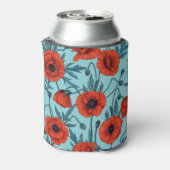 Pflücke, rot und blau am Pool blau Dosenkühler (Kanne Rückseite)