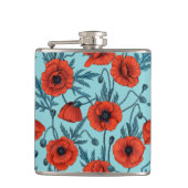 Pflücke, rot und blau am Pool blau Flachmann (Vorderseite)