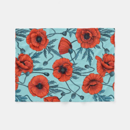 Pflücke, rot und blau am Pool blau Fleecedecke (Vorderseite (Horizontal))