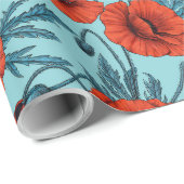 Pflücke, rot und blau am Pool blau Geschenkpapier (Rolleneckpunkt)