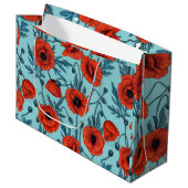 Pflücke, rot und blau am Pool blau Große Geschenktüte (Vorderseite Schrägansicht)