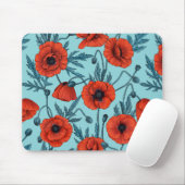 Pflücke, rot und blau am Pool blau Mousepad (Mit Mouse)
