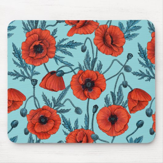 Pflücke, rot und blau am Pool blau Mousepad (Vorne)