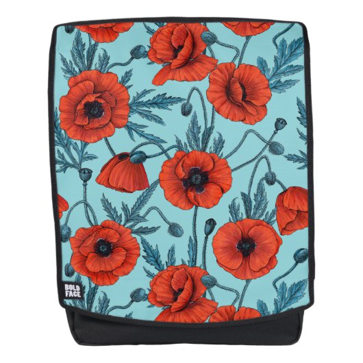 Pflücke, rot und blau am Pool blau Rucksack (Vorderseite)