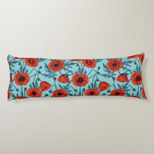 Pflücke, rot und blau am Pool blau Seitenschläferkissen (Rückseite)