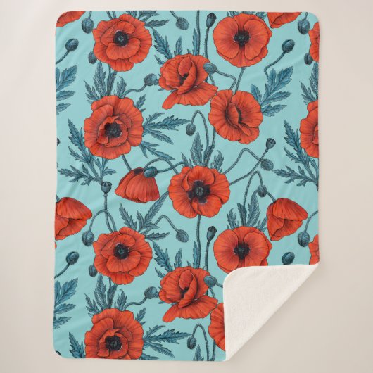 Pflücke, rot und blau am Pool blau Sherpadecke (Vorderseite)