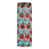 Pflücke, rot und blau am Pool blau Thermosbecher (Rückseite)