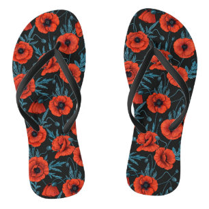 Pflücke, rot und blau auf schwarz badesandalen