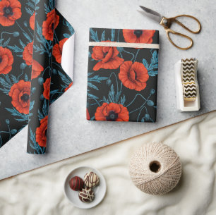 Pflücke, rot und blau auf schwarz geschenkpapier
