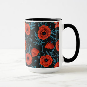 Pflücke, rot und blau auf schwarz tasse
