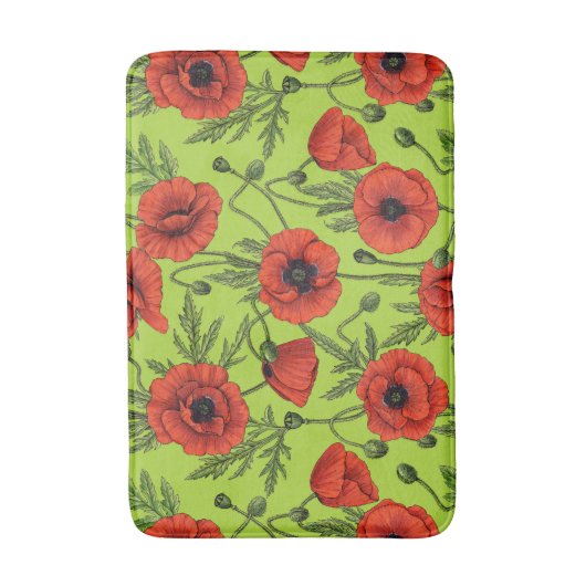 Pflücke, rot und grün auf Kalkgrün Badematte (Vorderseite Vertikal)