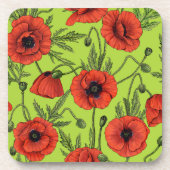 Pflücke, rot und grün auf Kalkgrün Getränkeuntersetzer (Vorderseite)