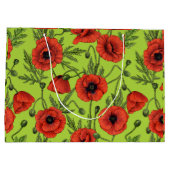 Pflücke, rot und grün auf Kalkgrün Große Geschenktüte (Rückseite)