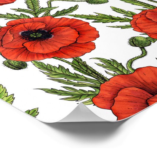 Pflücke, rot und grün auf weiß poster (Ecke)