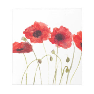 Pflücke Rote Blume Mohn Aquarell Chic Notizblock