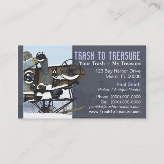 Pflücker-oder antiker Händler-Visitenkarte Visitenkarte (Vorderseite)